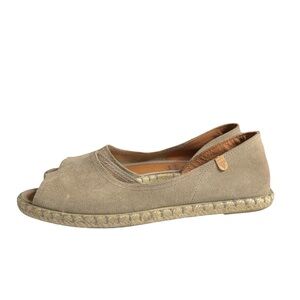 Verbenas Cruz Peep Toe Pumps Suede Leather Espadrille Flats Sandals Womens 42